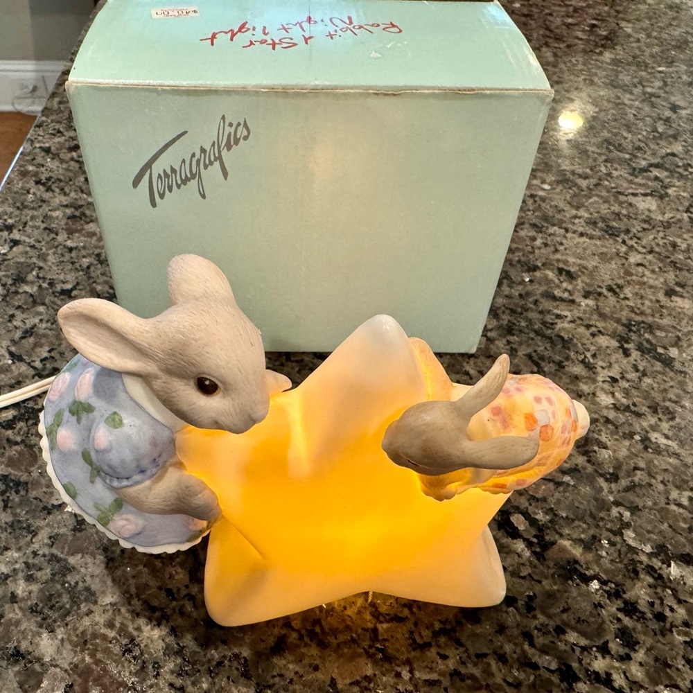 Vintage Terragraphics Bunny & Star Night Light Works Great With Box - Picture 4 of 10
